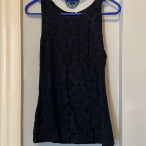 Blue lace high neck tank